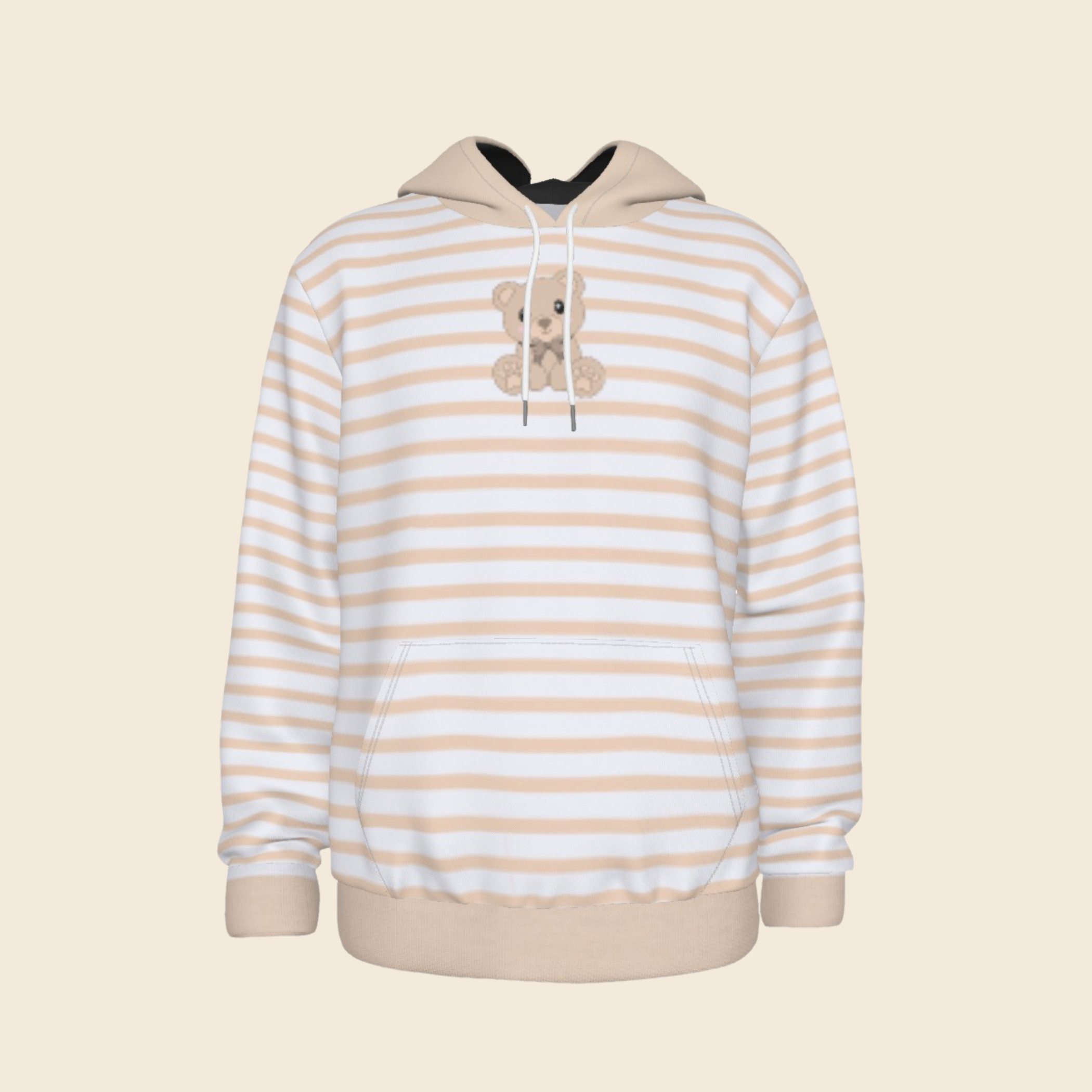 Pastel Baby Brown Striped Animal Hoodie