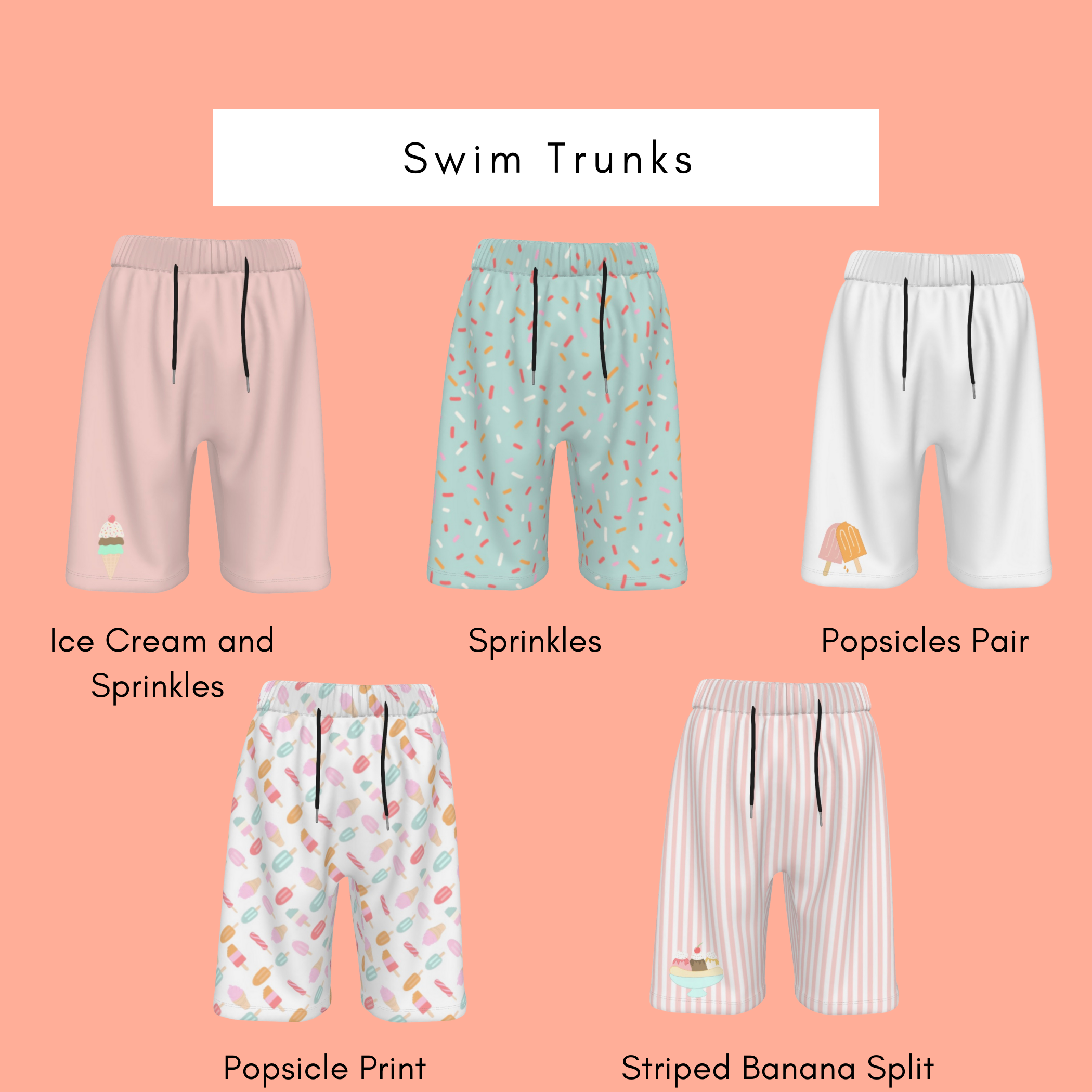 Summer Sweets Swim Trunks