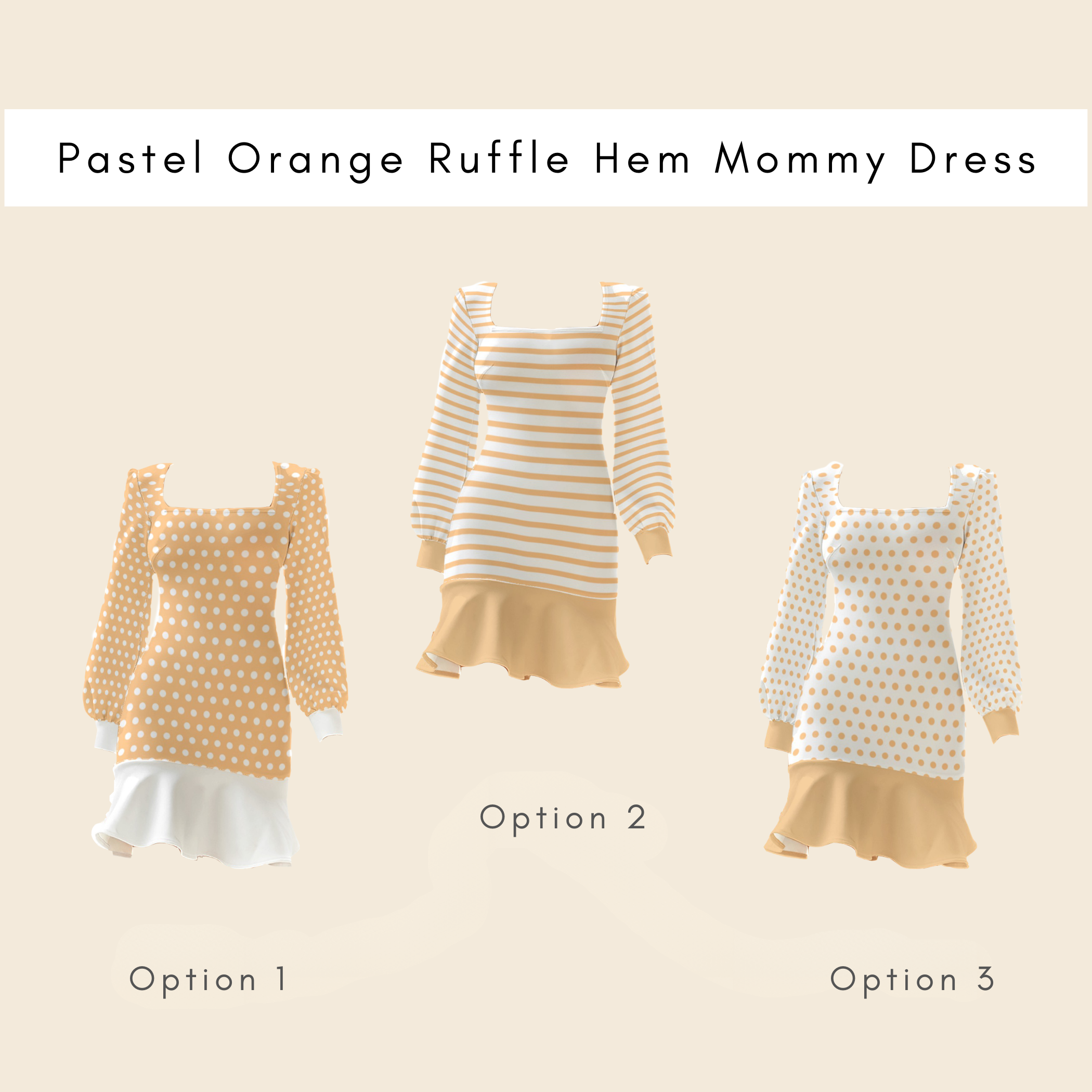 Pastel Orange Ruffle Hem Mommy Dress