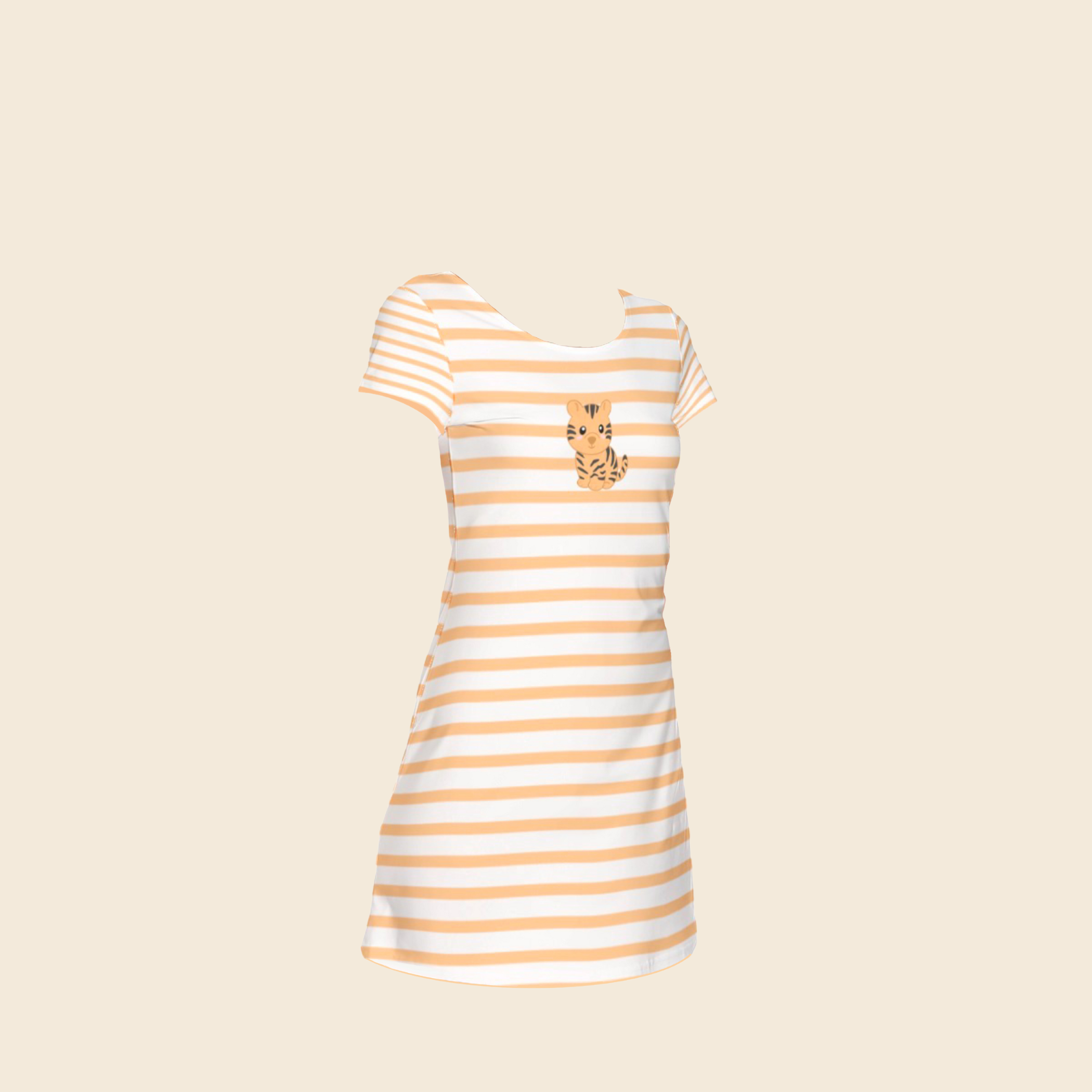Pastel Baby Orange Striped T-shirt Dress