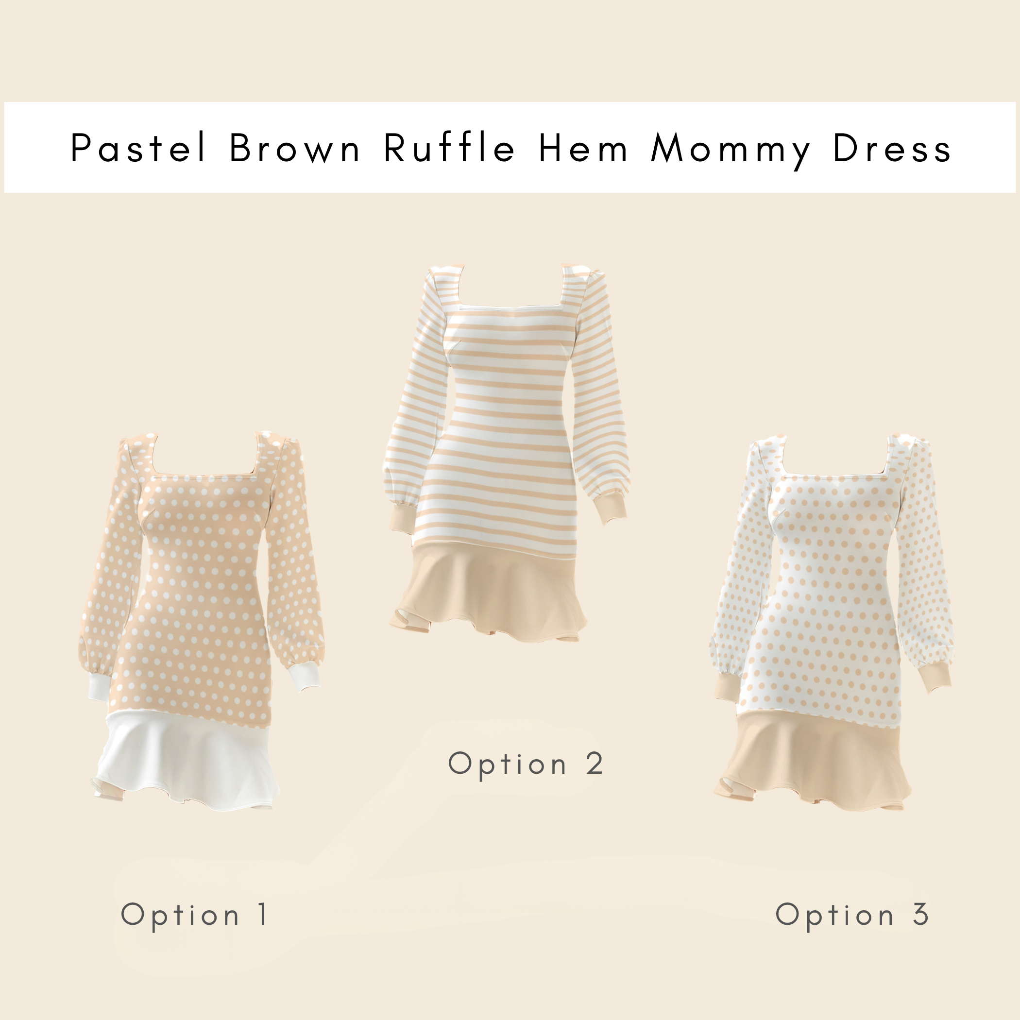Pastel Brown Ruffle Hem Mommy Dress