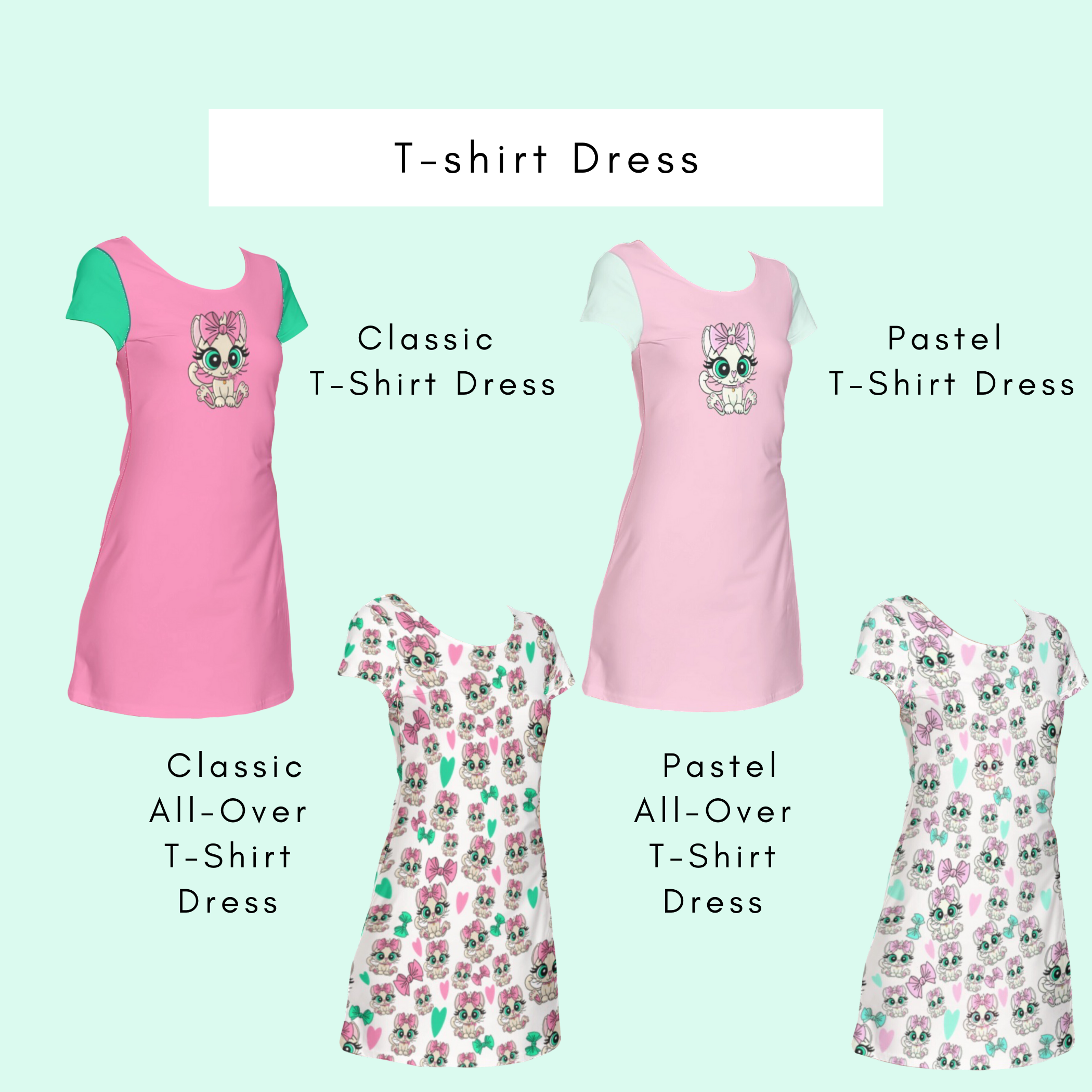 Kitten Print T-shirt Dress
