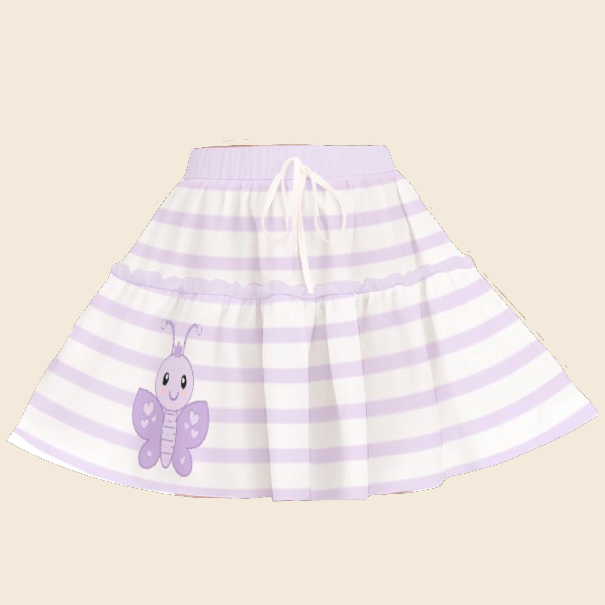Pastel Baby Purple Striped Animal Ruffled Skirt