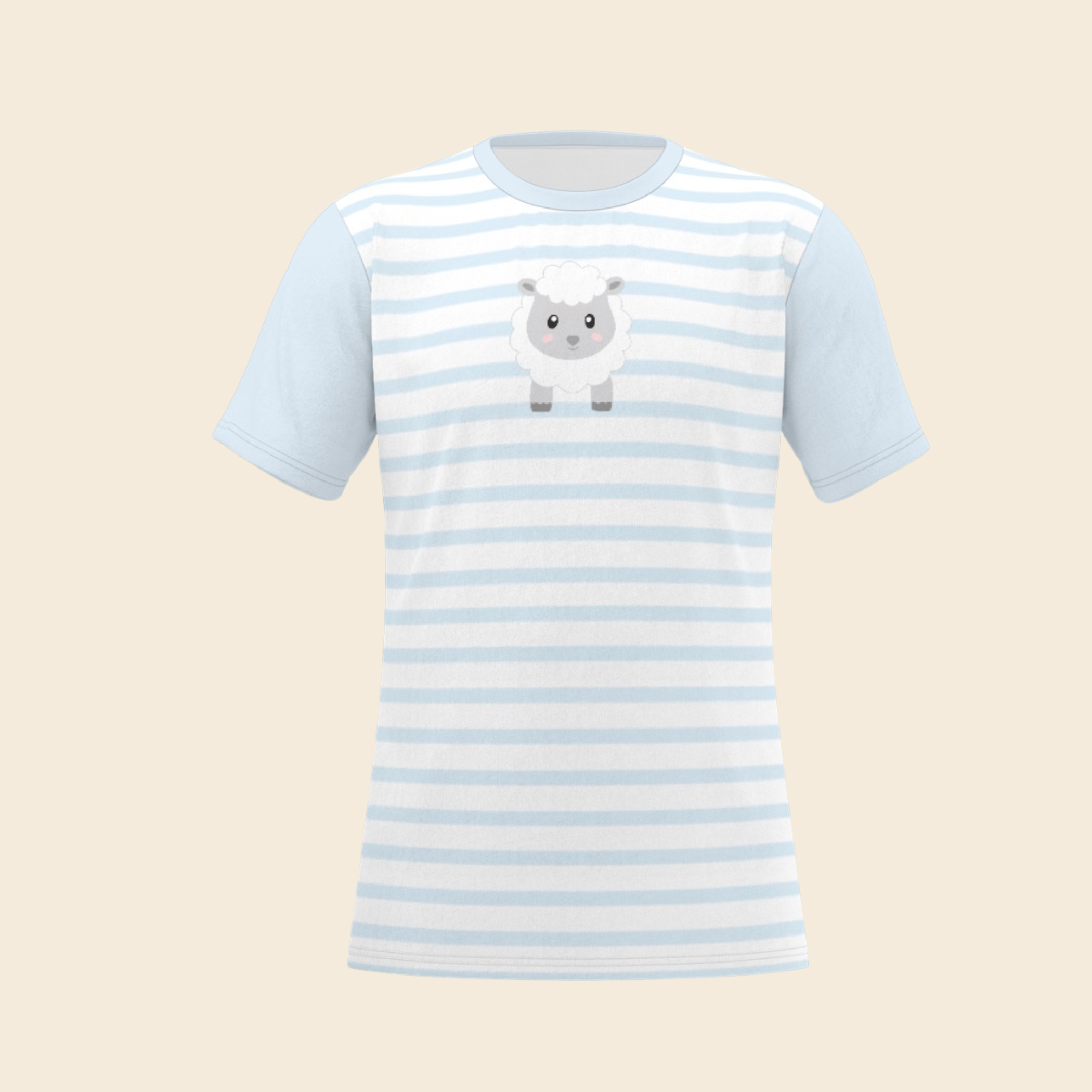 Pastel Baby Blue Striped Animal T-shirt