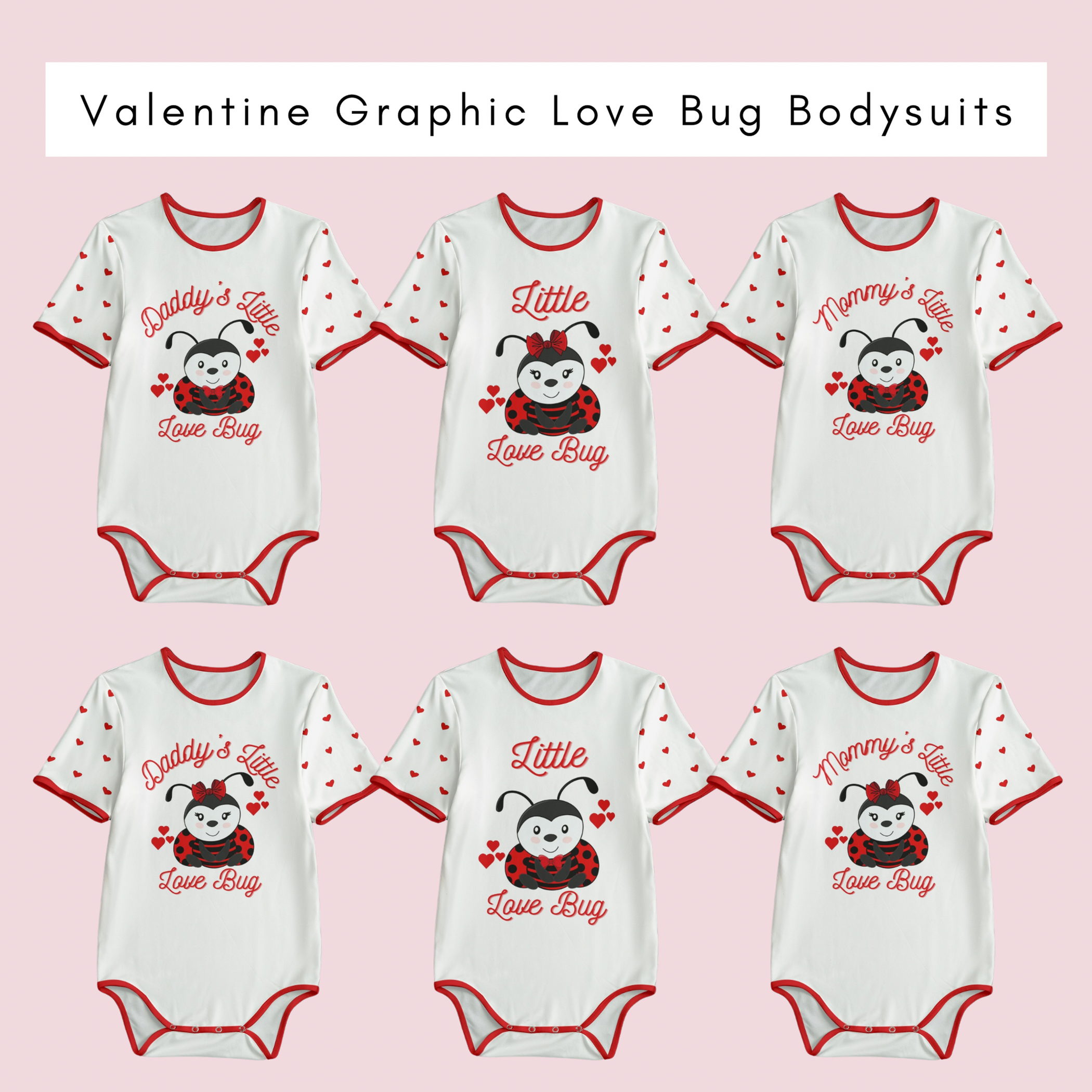 Valentine Graphic Love Bug Bodysuits