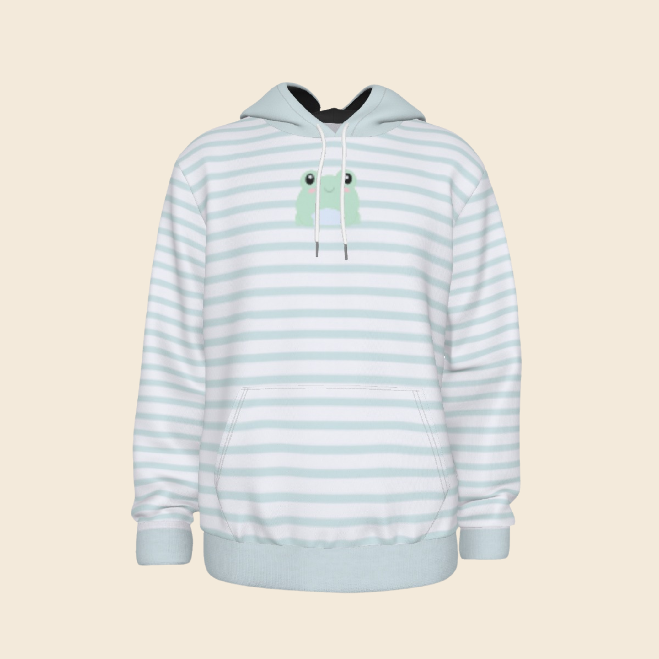 Pastel Baby Mint Striped Animal Hoodie