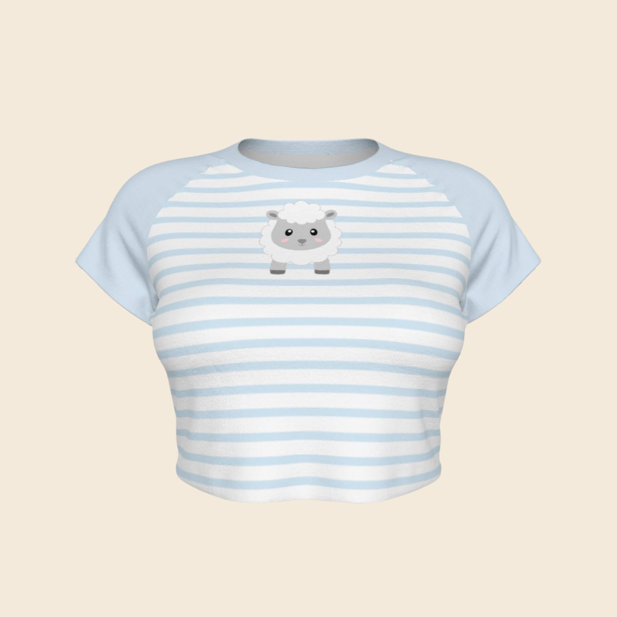 Patel Baby Blue Stripped Animal Fitted Crop Top