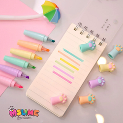 Marca Texto Mini Patinhas - Kit 6 Cores