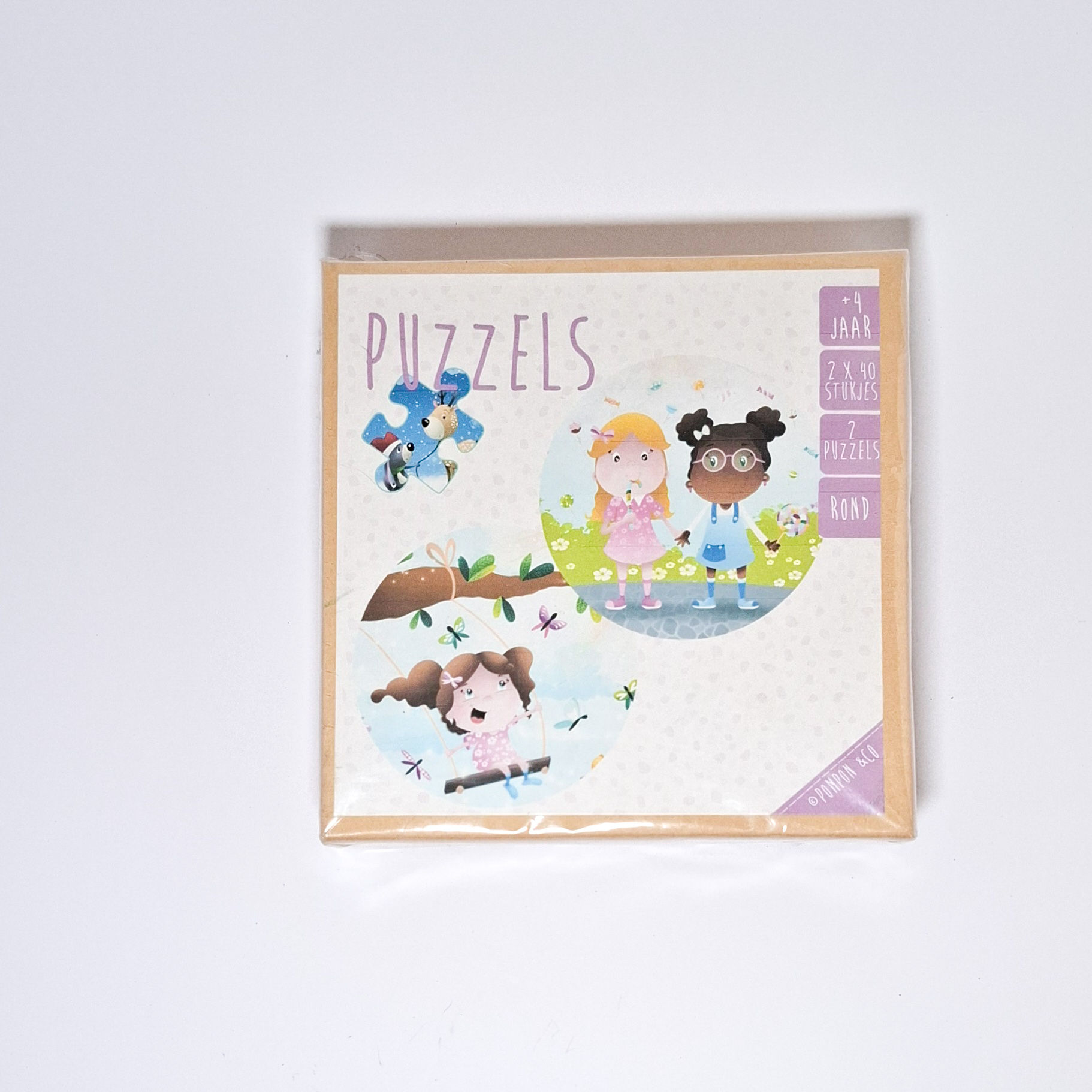 Kartonnen puzzel: 2 x 40 stukjes (rond)