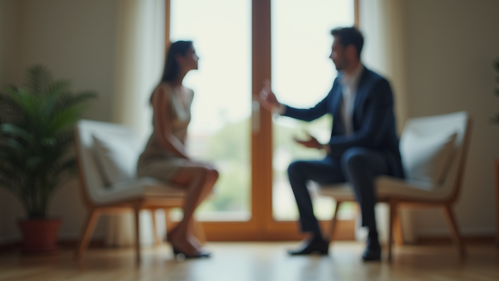 Close-up view of a real estate agent showing a home to a potential buyer