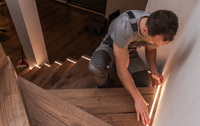 LED Strip Lights on Stairs