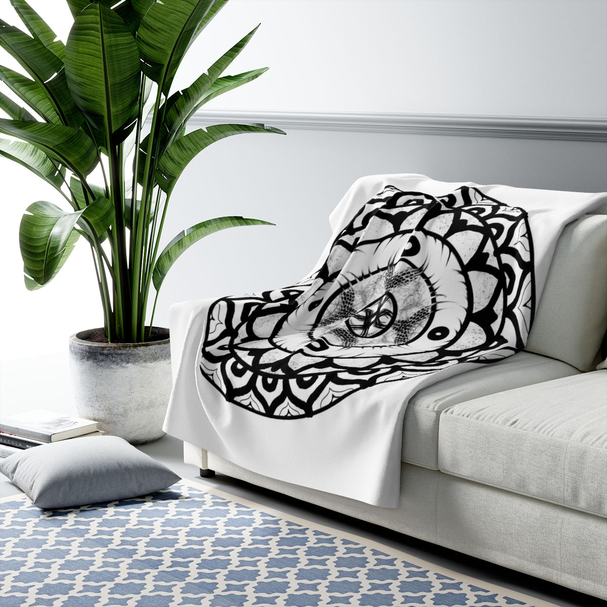 From the Abyss Mandala Sherpa Fleece Blanket