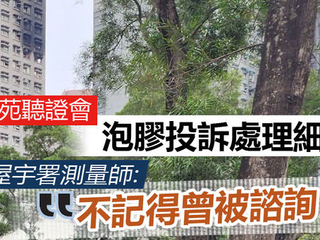《全民新聞台》［港聞］宏福苑聽證會揭發泡膠投訴處理細節　前屋宇署測量師稱不記得曾被諮詢