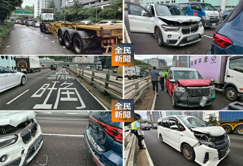 荃灣路新橋今日早上多宗事故令現場交通一度受阻