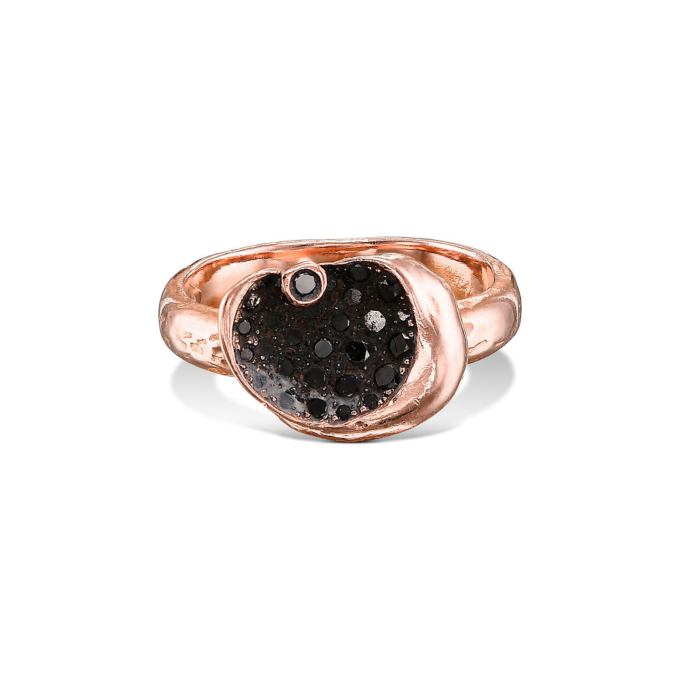 Rose gold ring with black diamonds