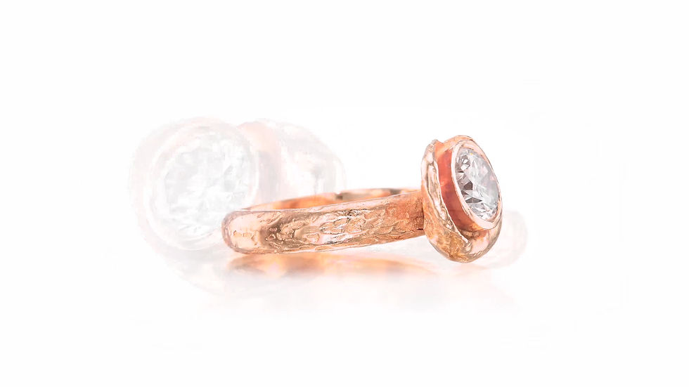 Thumbnail: The 14k Yellow Gold Womb ring with 1 Carat Moissanite Stone