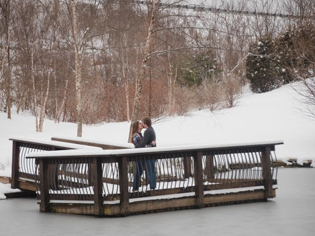 Snowy Winter Engagement at Oliver Winery