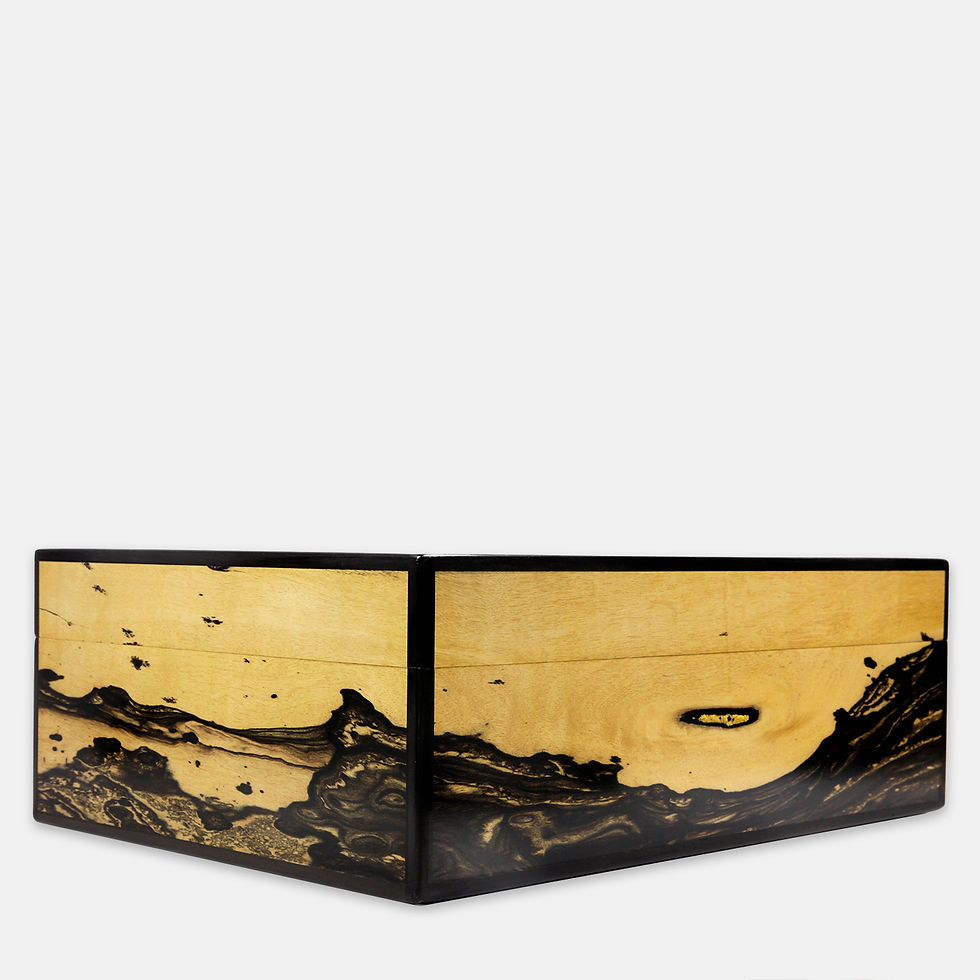 Thumbnail: Model 3 cigar humidor in white ebony from Laos “Ocean”
