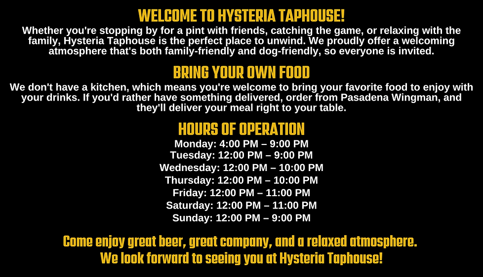 Hysteria Taphouse - Pasadena's Local Craft Beer and Wine Bar