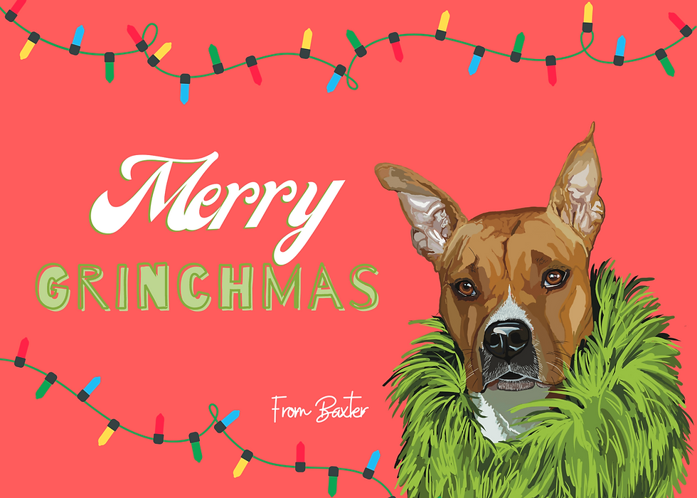 Thumbnail: Merry Grinchmas, Custom Digital Pet Portrait + Christmas Card, Pet Holiday Card