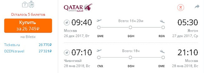 промо тариф на билеты в Мьянму
