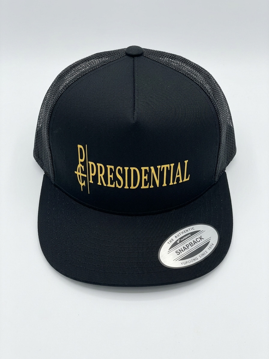 Presidential/PC Trucker Snapback Hat Gold