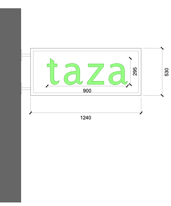 Exterior signage retrofit for Taza Restaurant in Dundee following a complete branding refresh.