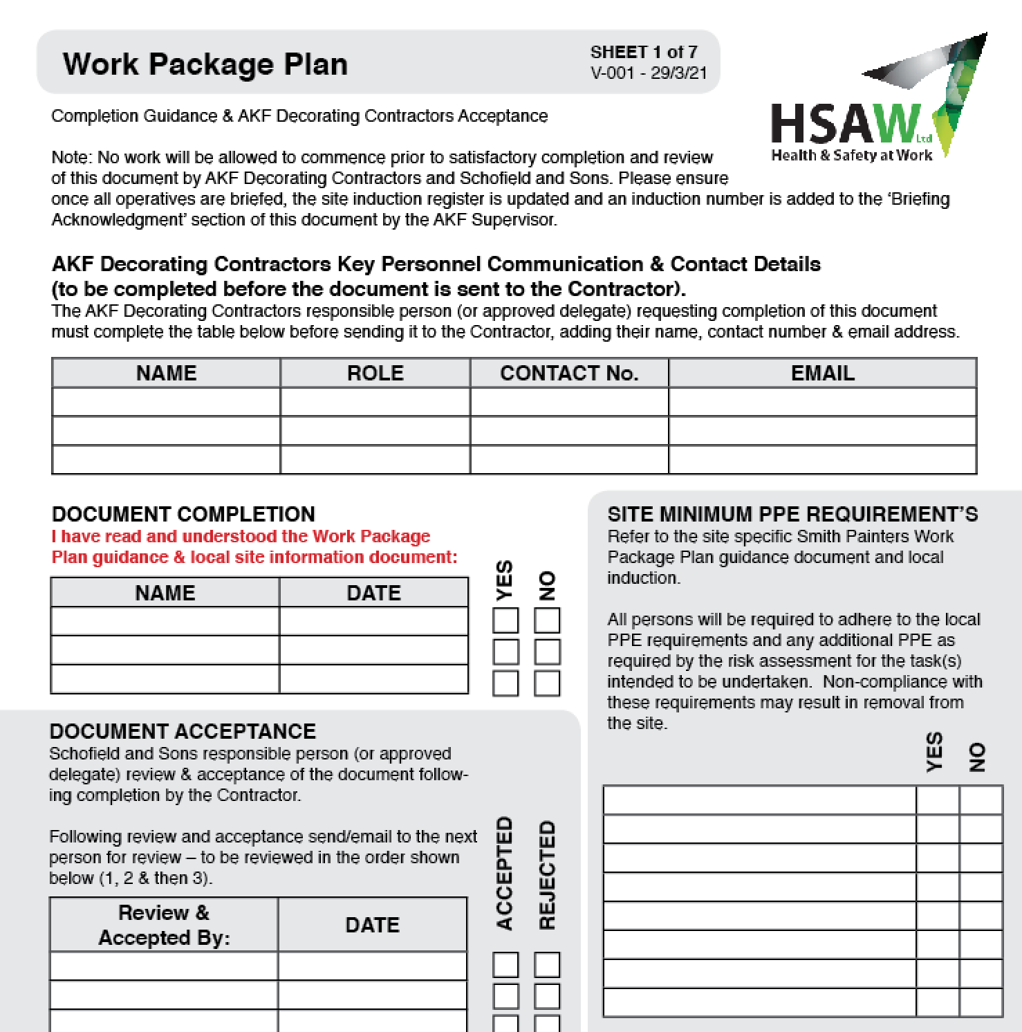 50% off Work Package Plan Template