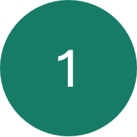 A solid teal-green circle with the white number 1 centered inside.