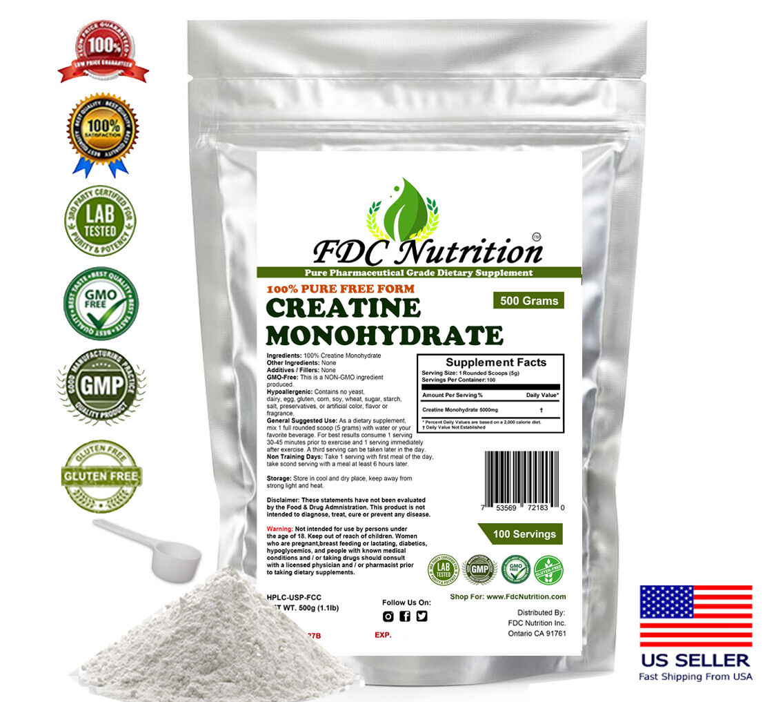 100% Creatine Monohydrate Micronized Pure Powder 500 Grams