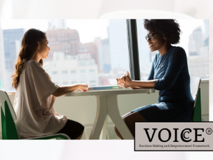 Two women meeting and talking.