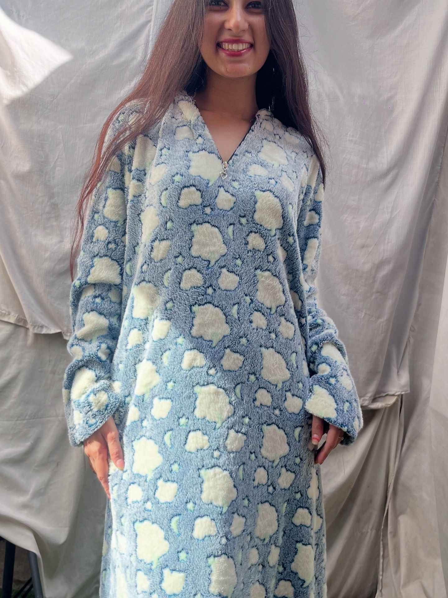 Super cute fleece blue gown
