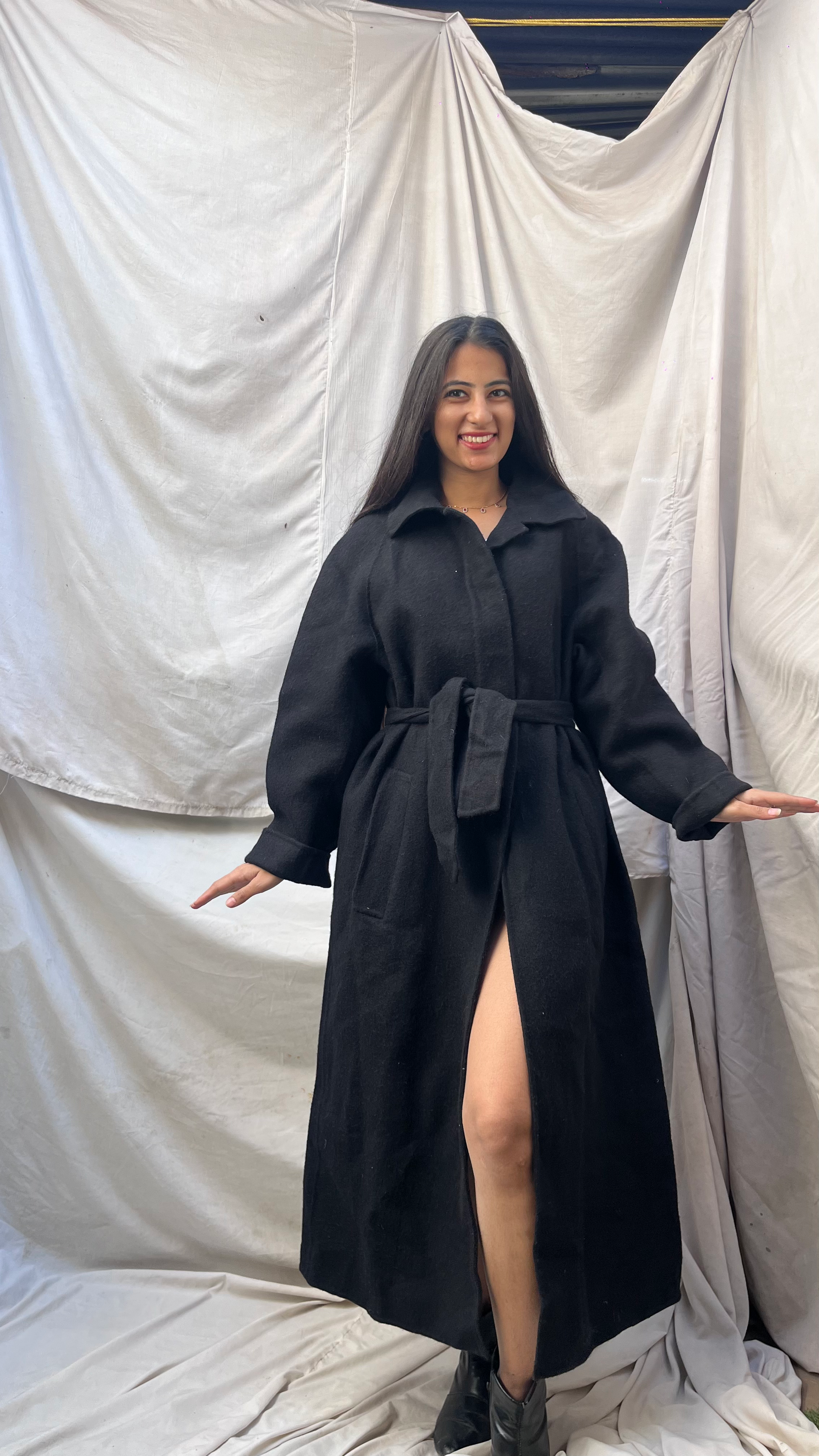 Black full length coat