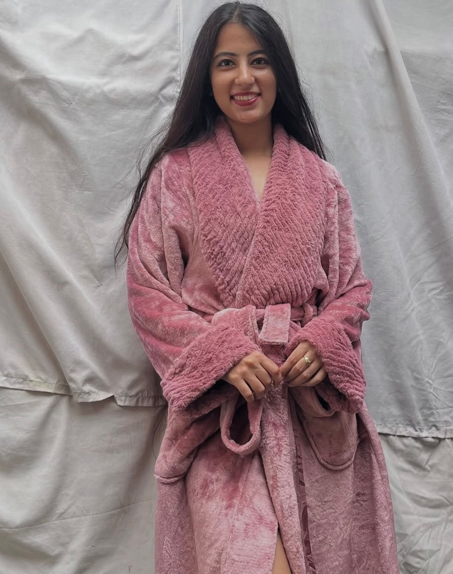 Rose Pink textured bathrobe