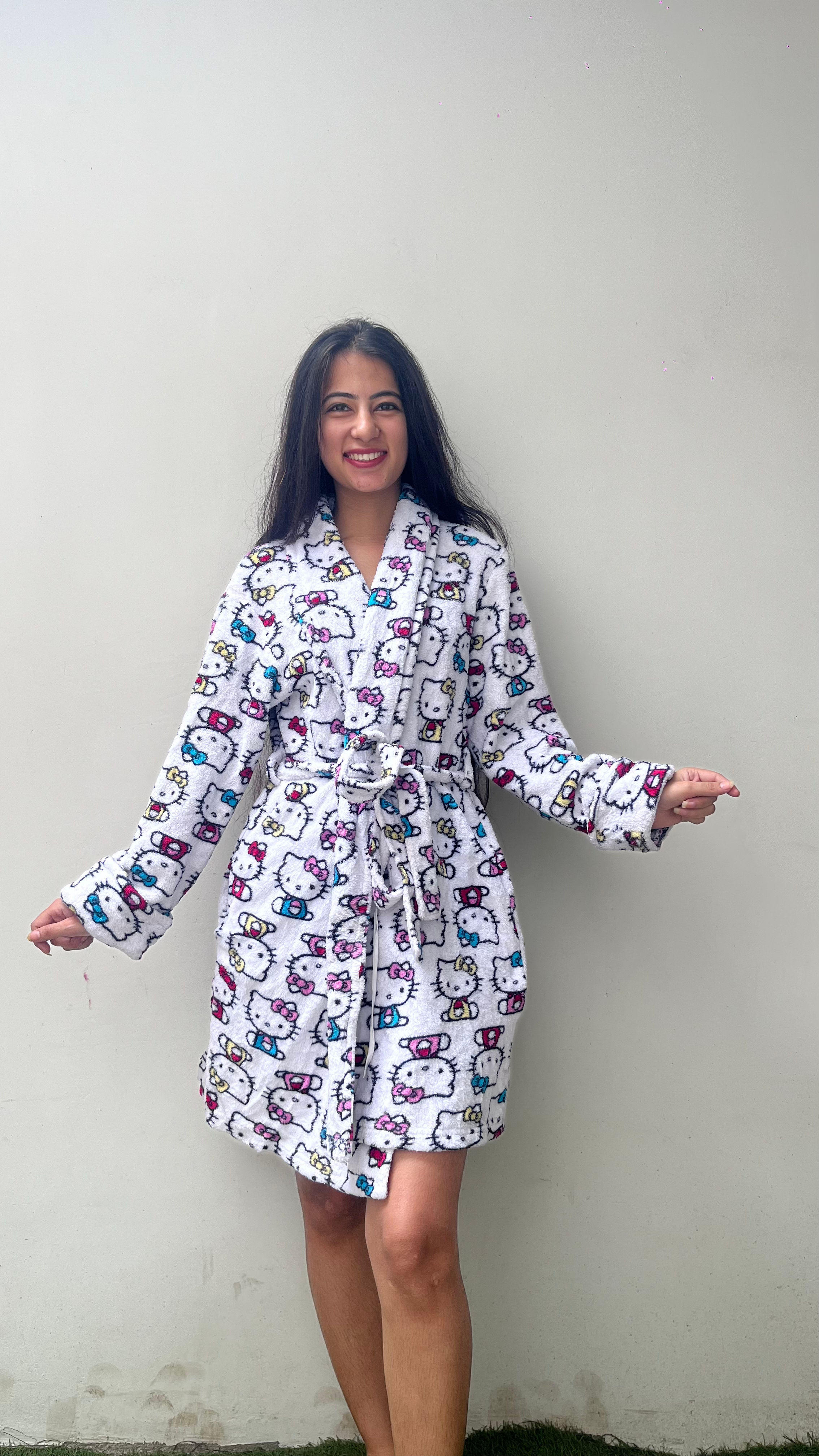 Hello kitty knee length cute robe