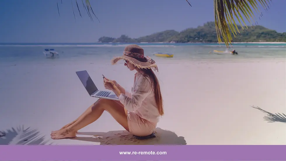 Freelancer bekerja dari pantai