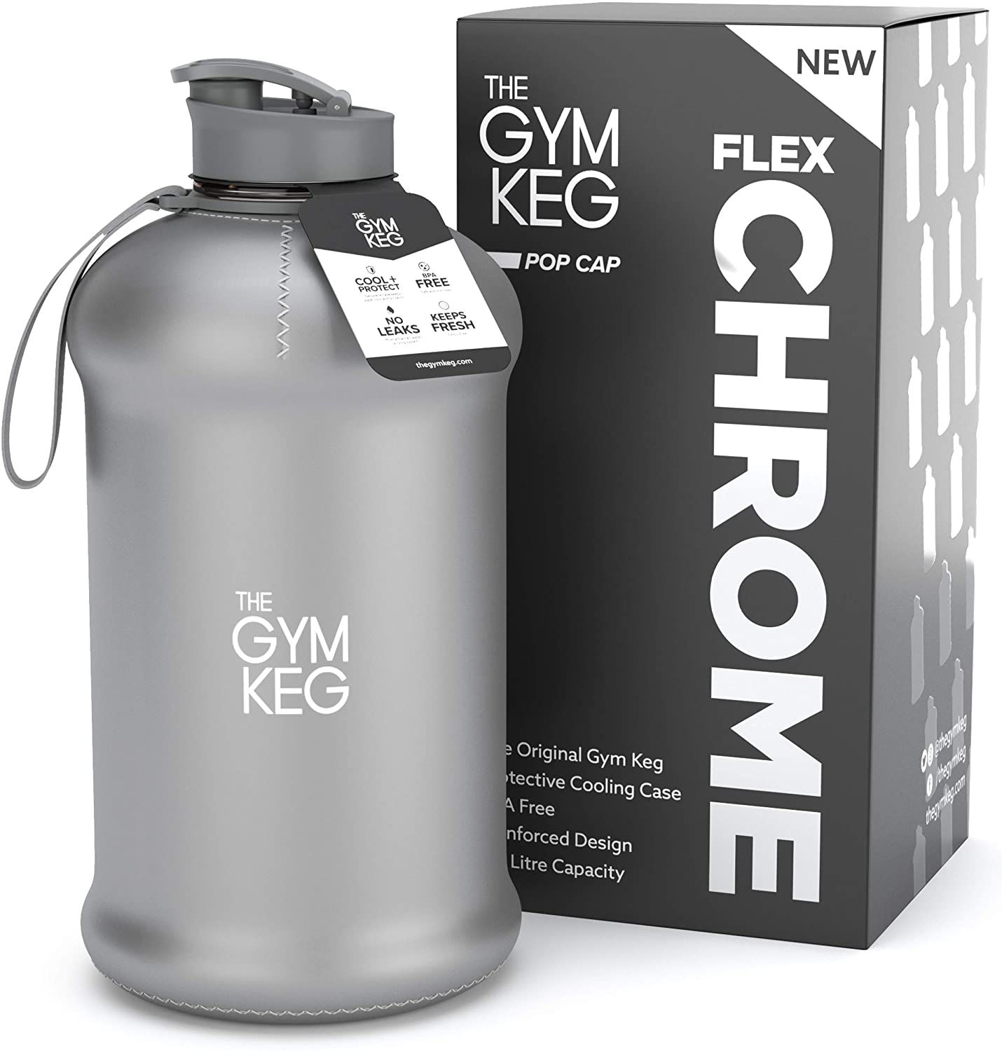 The Gym Keg Flex Chrome Water Bottle