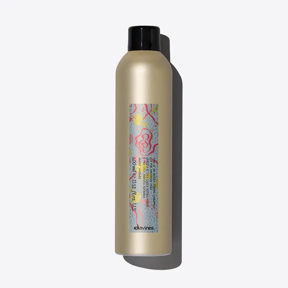 Davines Extra Strong Hair Spray locks hair into place for as long as need be, without leaving residue or stickiness.