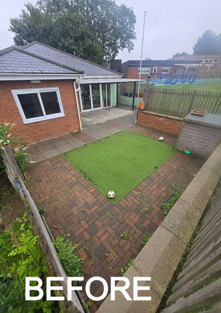 small square garden at bungalow property