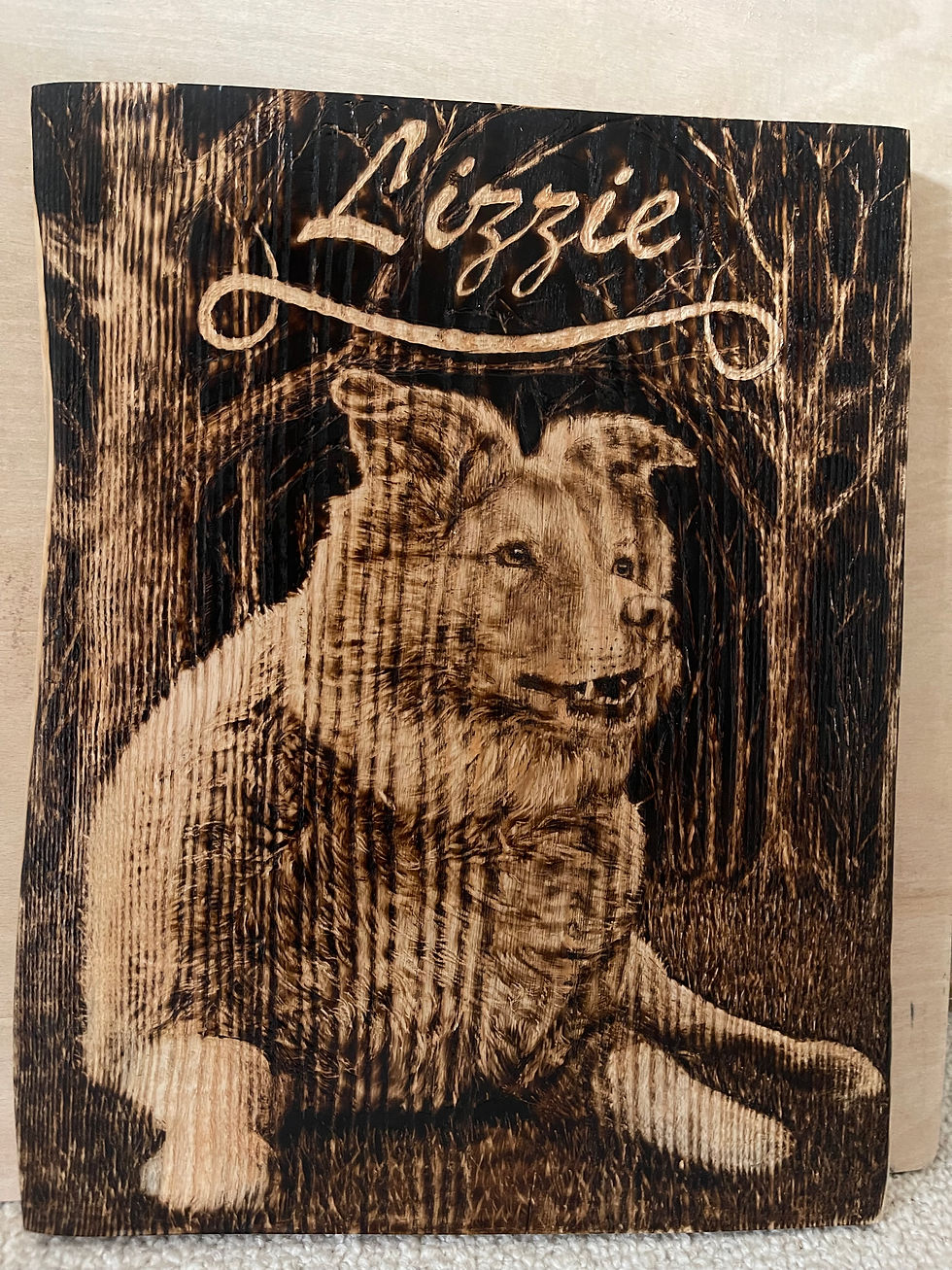 Husky pyrography portrait