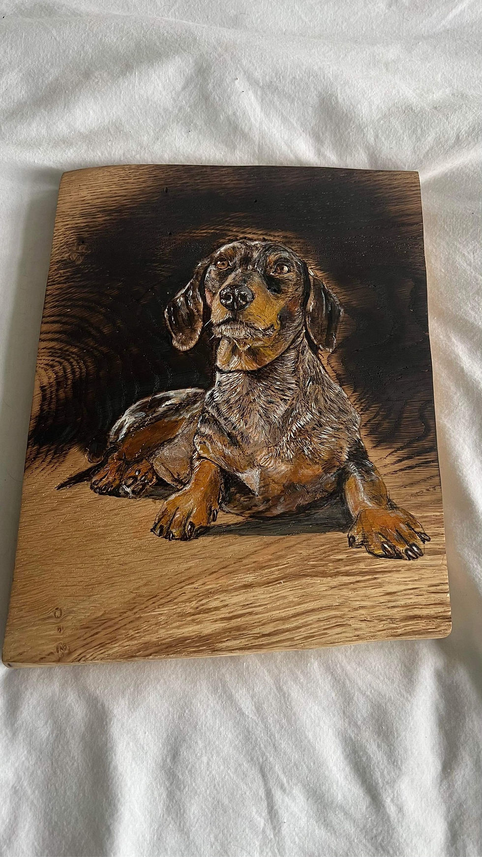 dog pyrography portrait commission