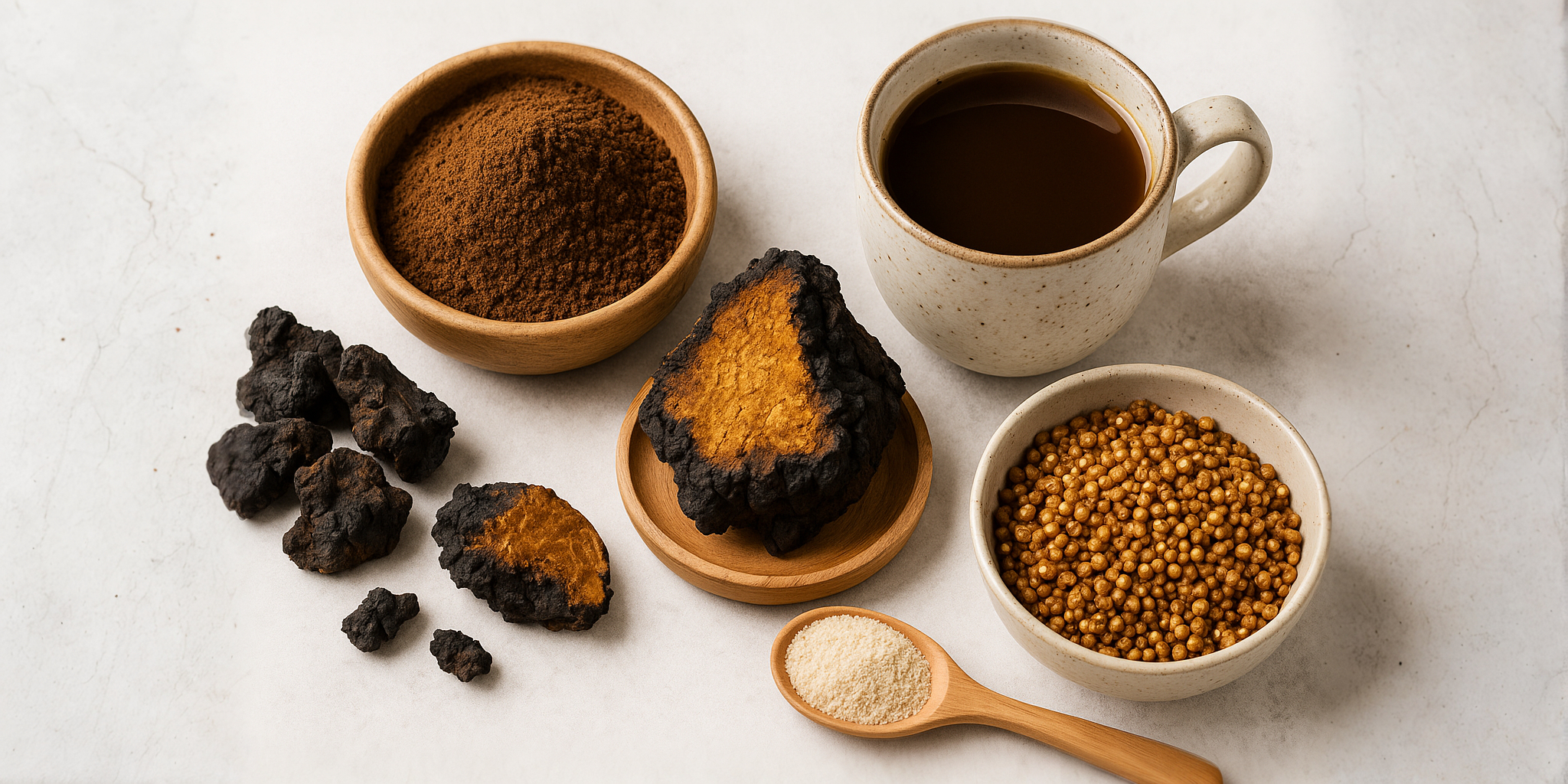 Formas de consumir chaga: té, cápsulas, polvo y ensaladas, opciones prácticas para aprovechar los beneficios del hongo chaga medicinal