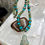 Thumbnail: Sterling Silver Turquoise  pendant with Jade and Turquoise beaded necklace