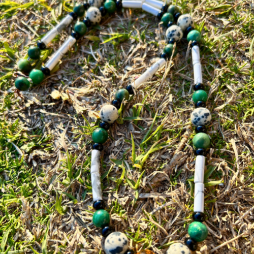 Thumbnail: Handmade Gemstone Beaded Necklace – Howlite, Jade, Black Onyx, Tiger Eye & more