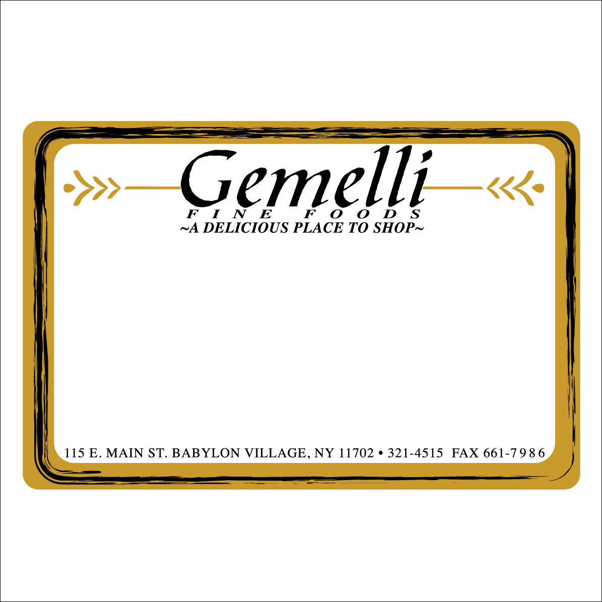 Gemelli Fine Foods - Misc Food Products Label