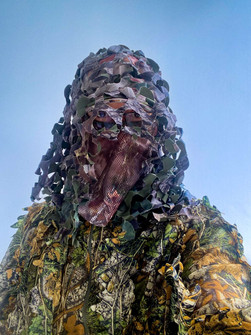 camo head cover and suit, combining different materials