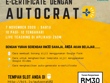 Jom Belajar Buat E-Certificate dengan AUTOCRAT