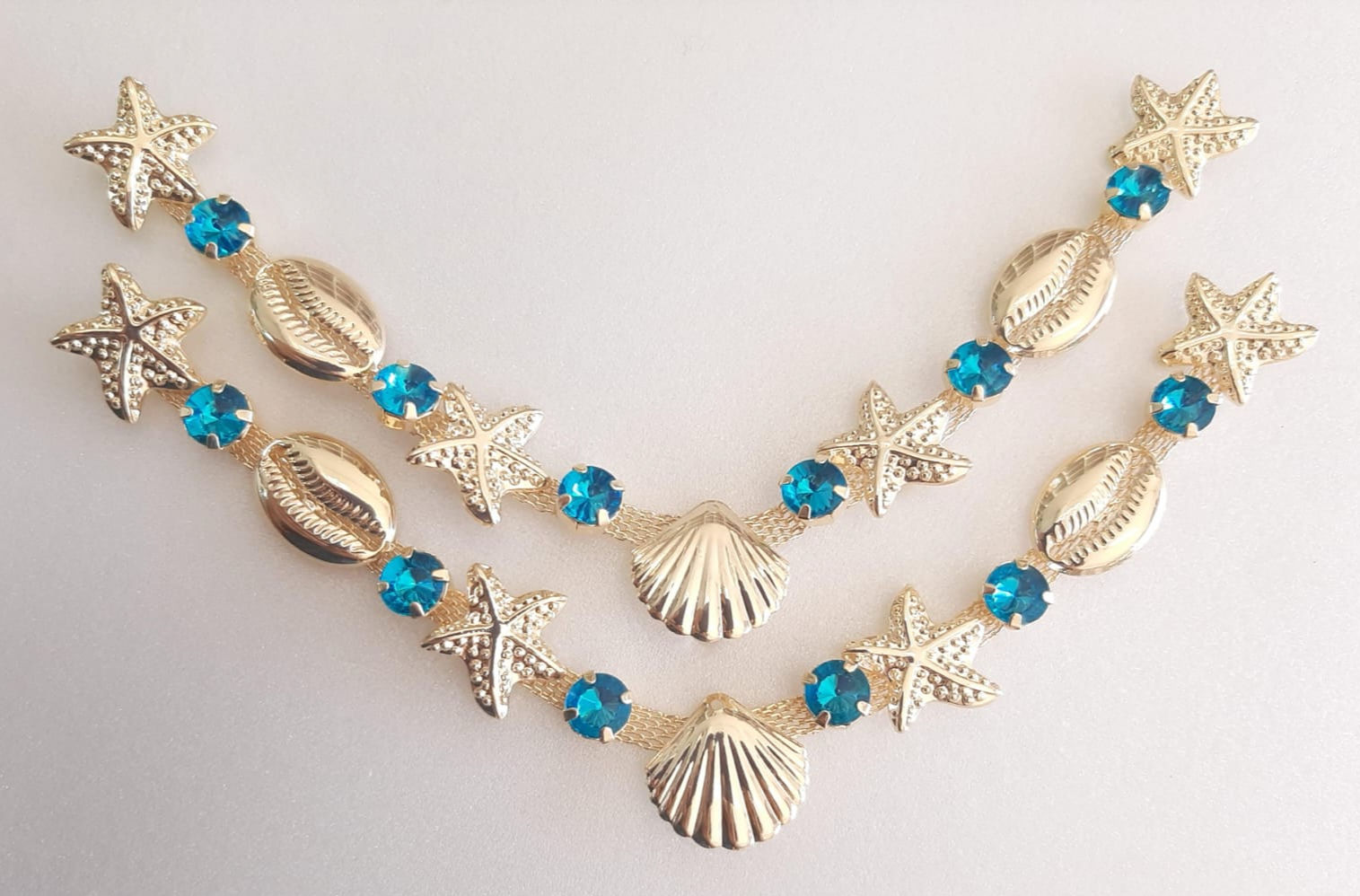 713b - Cabedal mar com búzios - par