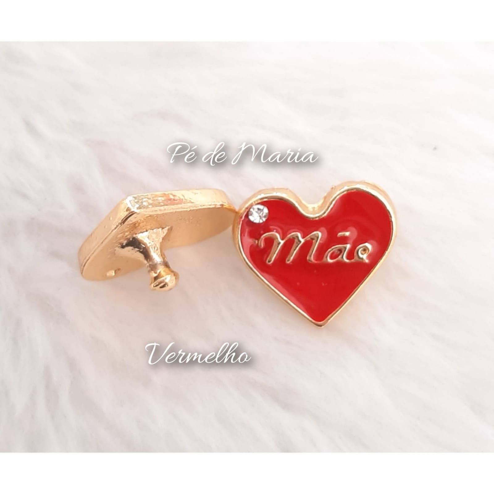 p111 -Piercing de coração mãe banhado a ouro com pintura em resina - par