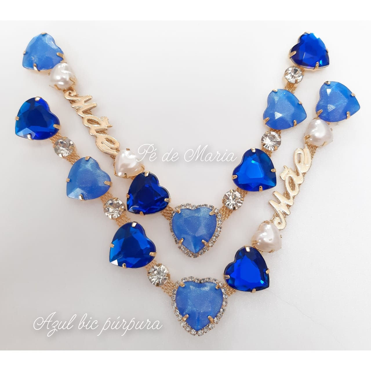 303 - Cabedal de mãe com corações banhado a ouro - par